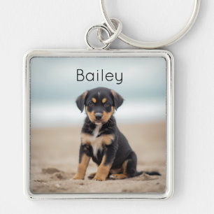 Llavero con nombre de perro y foto de mascota pers