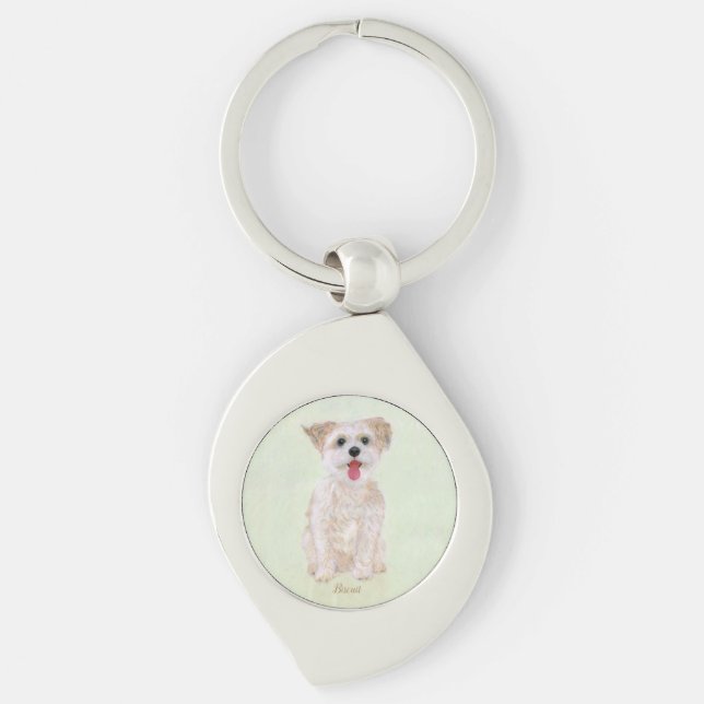 Llavero con remolino de perro Morkie (Anverso)