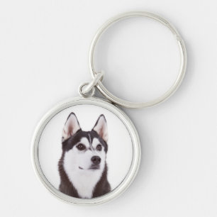 Llavero con retrato de cachorro de perro Husky Sib