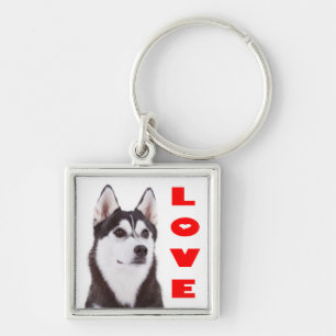 Llavero con retrato de cachorro de perro Husky Sib