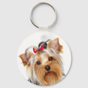 Llavero con retrato de cachorro de Terrier de York