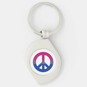 Llavero con signo de paz de bisexualidad