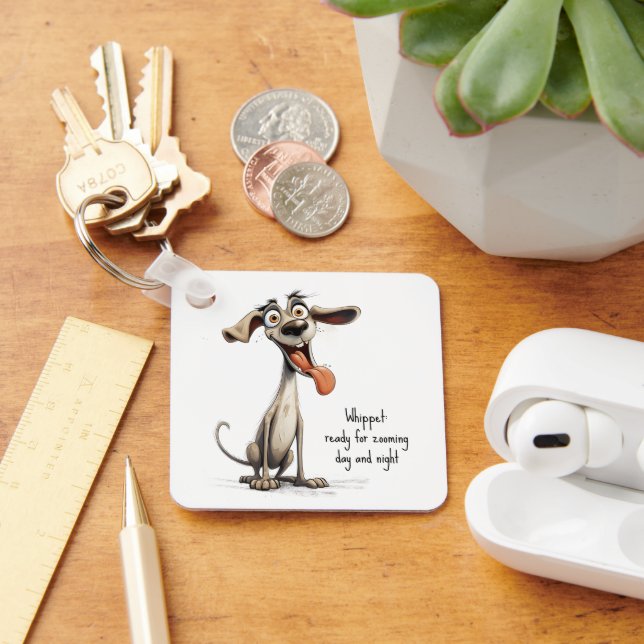 Llavero Con texto personalizado, 🐶whippet loco 🤪 (Escritorio )