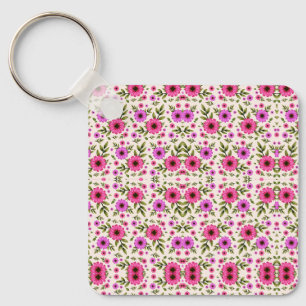 Llavero con un estampado floral rosa repetitivo