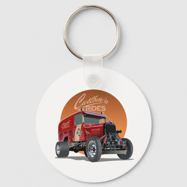 Llavero Concepto de auto de carrera retro personalizado (Anverso)