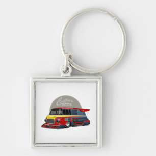 Llavero Concepto de furgoneta de carrera retro personaliza