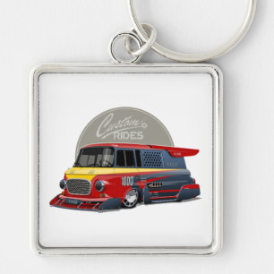 Llavero Concepto de furgoneta de carrera retro personaliza