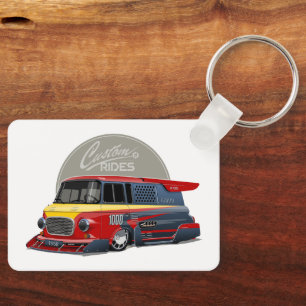 Llavero Concepto de furgoneta de carrera retro personaliza