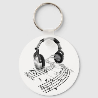 Llavero Concepto de notas de música de hojas de auriculare