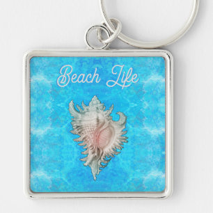 Llavero Conch Shell "Beach Life"