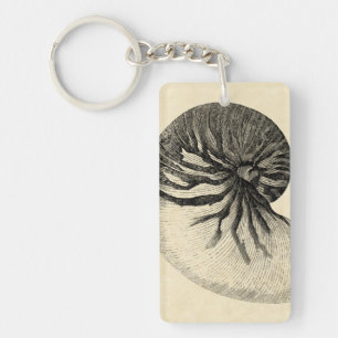 Llavero Concha blanco y negro Shell del vintage