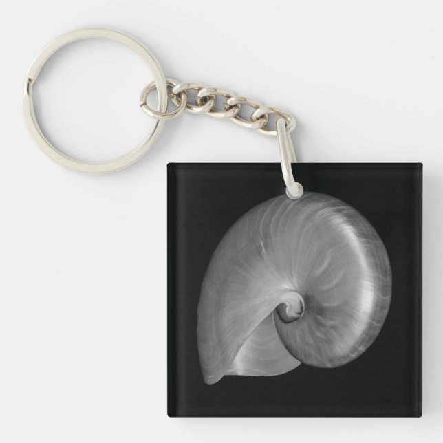 Llavero Concha de nautilus en blanco y negro (Frente)