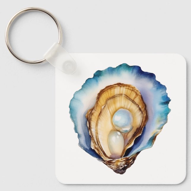 Llavero Concha de ostra acuarela (Anverso)