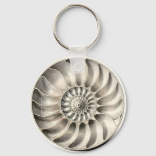 Llavero Concha Espiral Geométrica Nautilus Metálico