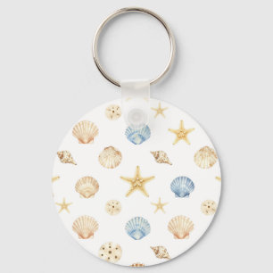Llavero Conchas de caracoles y estrellas de mar en patrón
