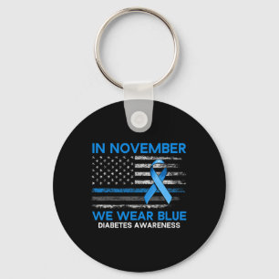 Llavero Conciencia de la Diabetes Tipo 1 Bandera Americana