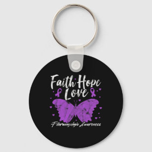 Llavero Conciencia Mariposa morada Fibro Warrige Grunge
