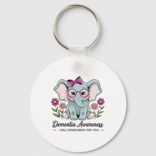 Llavero Conciencia sobre la demencia del elefante lindo Re