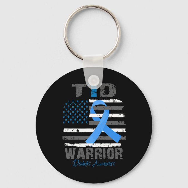 Llavero Conciencia sobre la diabetes mundial Cinta azul T1 (Anverso)