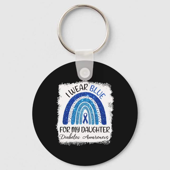 Llavero Conciencia sobre la diabetes que llevo azul para m (Anverso)