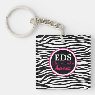 Llavero Concienciación sobre EDS Trazos de cebra Keychain