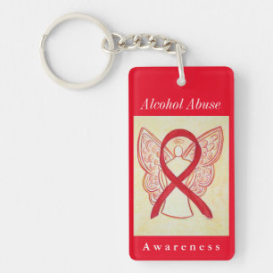 Llavero Concienciación sobre el abuso de alcohol Angel Red