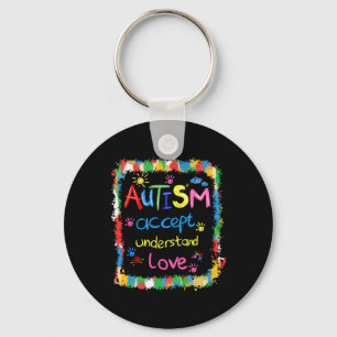Llavero Concienciación sobre el autismo de pincel Acepta C