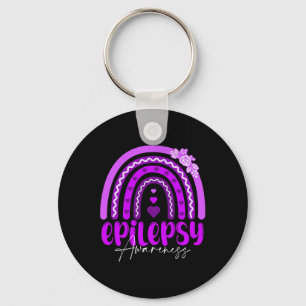 Llavero Concienciación sobre la epilepsia-arcoíris Púrpura