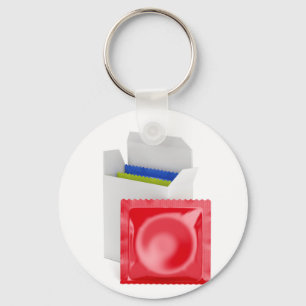 Llavero Condones en el fondo blanco