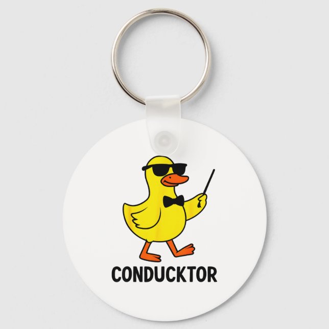 Llavero Conducktor Funny Duck Music Pun Orchestra Design  (Anverso)