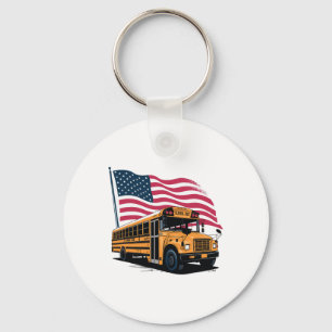 Llavero Conductor de autobús escolar bandera de EE. UU. 