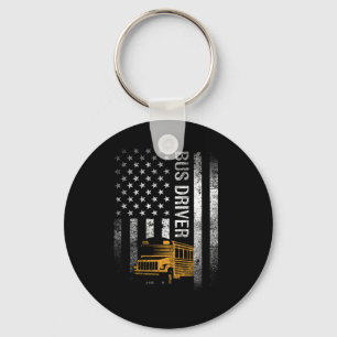 Llavero Conductor de Autobús Escolar EEUU Bandera American