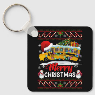 Llavero Conductor de autobús escolar Feliz Navidad Luces F