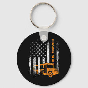 Llavero Conductor de Autobús Patriótico Usa Bandera Americ