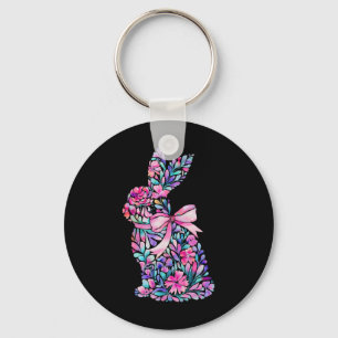 Llavero Conejito de Pascua floral lindo con lazo coquette