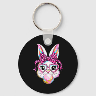 Llavero Conejito lindo conejo cara leopardo coqueta gafas 