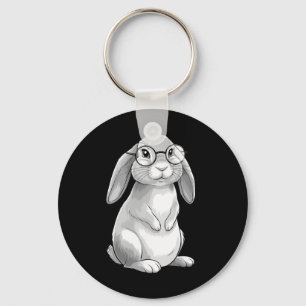 Llavero Conejito Lindo Geek Nerd Conejo Hipster Mujeres Ch