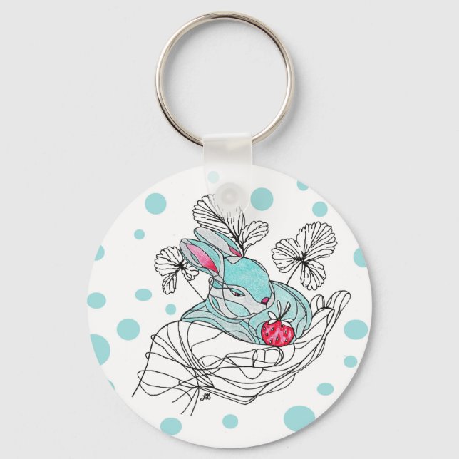 Llavero Conejo Aqua de Keychain en mano (Anverso)