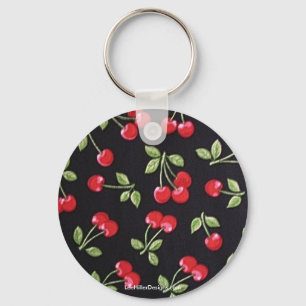 Llavero Conejo Billy Rockabilly Cerezas Rojas sobre Negro