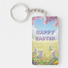 Llavero Conejo Blanco Lindo de Pascua con Lavanda Floral P
