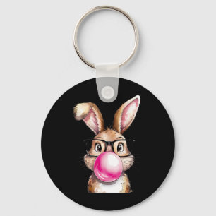 Llavero Conejo Conejo Con Burbuja En El Día De Pascua Rosa