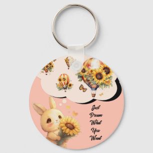 Llavero Conejo Cuto Con Keychain De Girasol