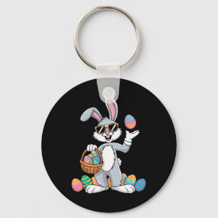 Llavero Conejo de conejo de pascua con huevos coloridos