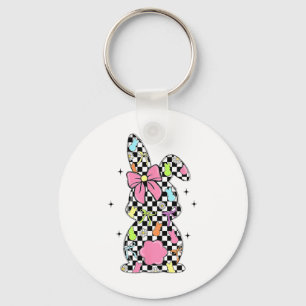 Llavero Conejo de cuadros Día de Pascua Coqueta Lazos Cone