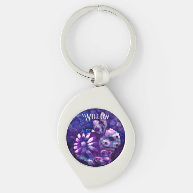 Llavero Conejo de Floral Caprichoso Personalizado (Anverso)
