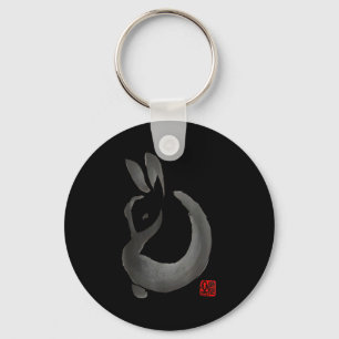 Llavero Conejo de tinta diseño de arte japonés minimalista