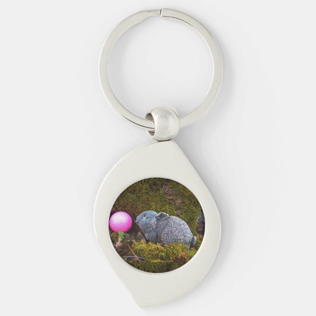 Llavero Conejo gris/conejo/bola de golf rosa (Anverso)