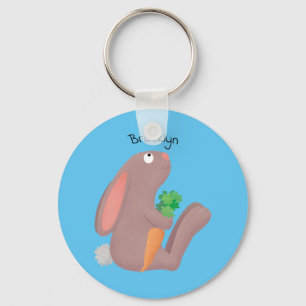 Llavero Conejo lindo con personalizado de zanahoria sentad