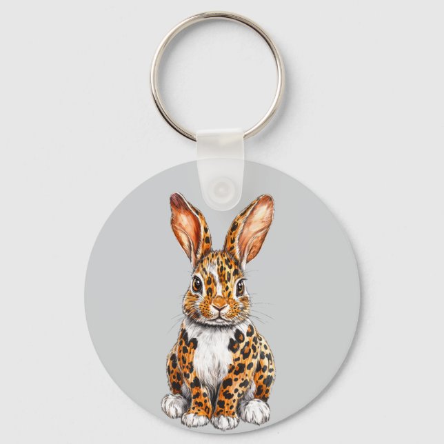 Llavero Conejo único con leopardo visto (Anverso)