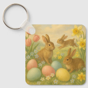 Llavero Conejo vintage/Huevo de Pascua/Primavera  